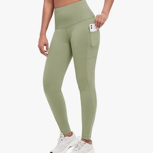 Fleece Lined Leggings, Olive Green-Size 2XL